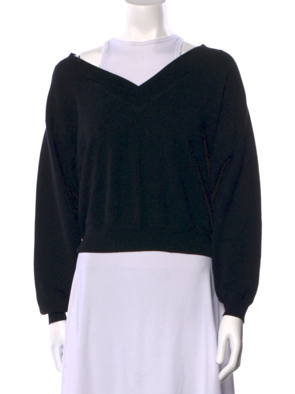 Alexander Wang Black V-Neck Cropped Sweater